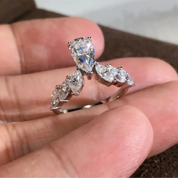 Women Anniversary Jewelry Creative 925 Silver Rings Cubic Zirconia Rings - Picture 3 of 4